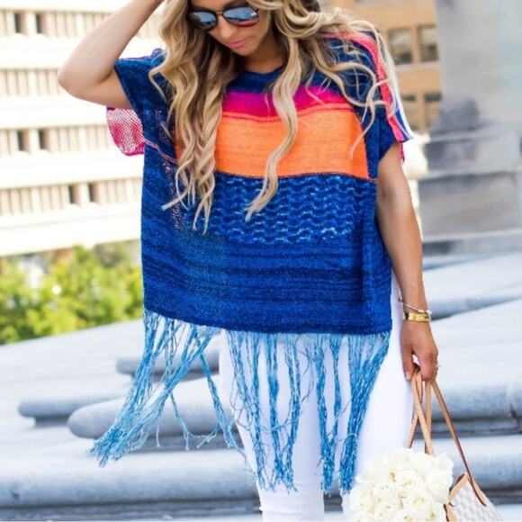 Free People Sunset Fringe XS Small Poncho - Picture 7 of 8